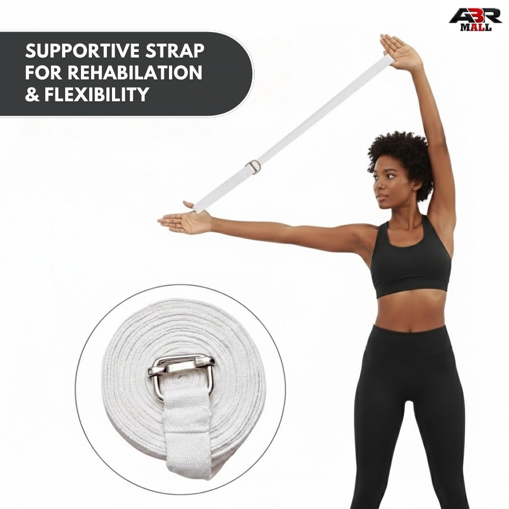 Yoga Strap 8ft for Stretching & Flexibility ,Premium Cotton Yoga Belt with Adjuster White